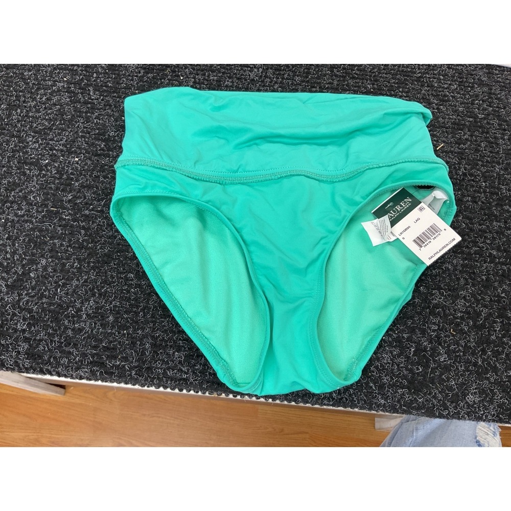 Lauren Ralph Lauren Women's High Waisted Bikini Bottom Green New With Tags Sz 0